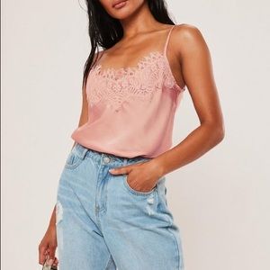 blush pink eyelash trim lace cami